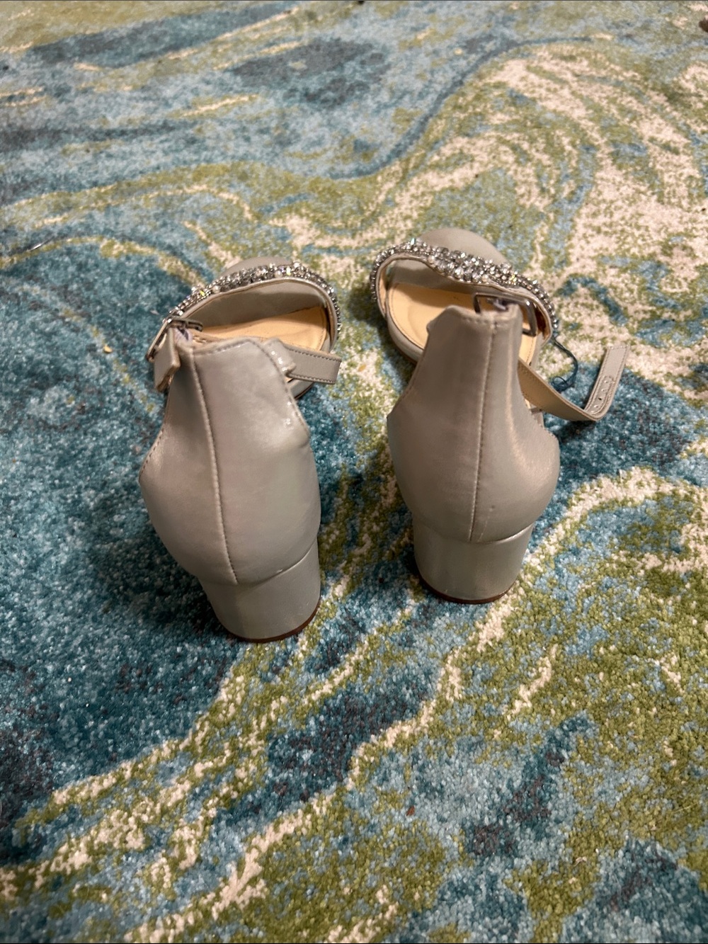 Betsey Johnson Beaded Ankle-Strap Heels in Silver - Picture 3 of 6